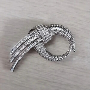 BUTLER | Vintage Silver with Clear Rhinestone Brooch